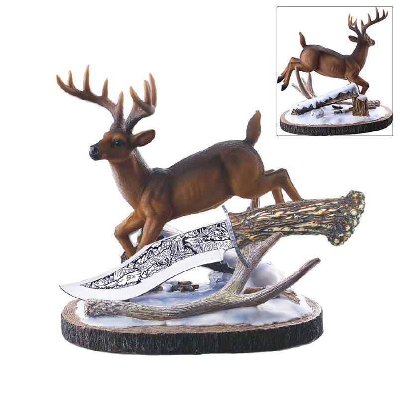 Deer Buck Hunter Antler Handle Fixed Blade Bowie Knife Collectible Weapons - Tophatter Daily Deals