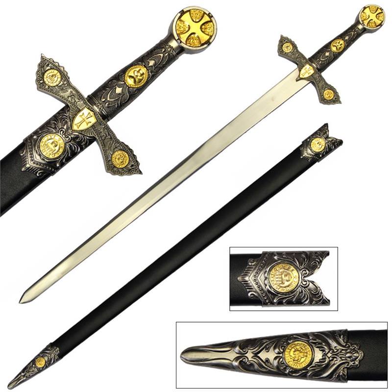 Christian Crusader Knight's Templar Medieval Long Sword with Scabbard Collectible Weapons - Tophatter Daily Deals