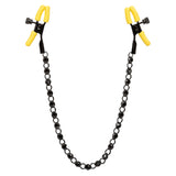 Boundless Nipple Teasers Adjustable Black Chain with Yellow Silicone Coated Clamps and Crystal Adornments > Sex Toys > Nipple Clamps - Tophatter Daily Deals