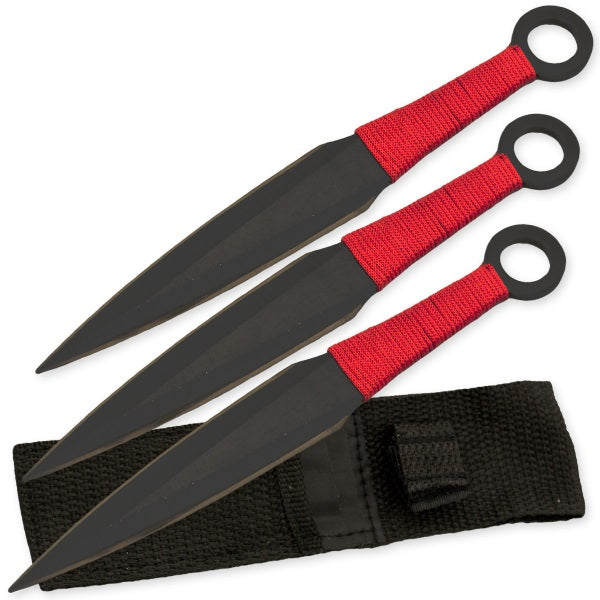 3 Pcs Kunai Uzumaki Anime Manga Throwing Knives Red - Tophatter's Army Products & Self Defense Collectible Weapons - Tophatter Daily Deals
