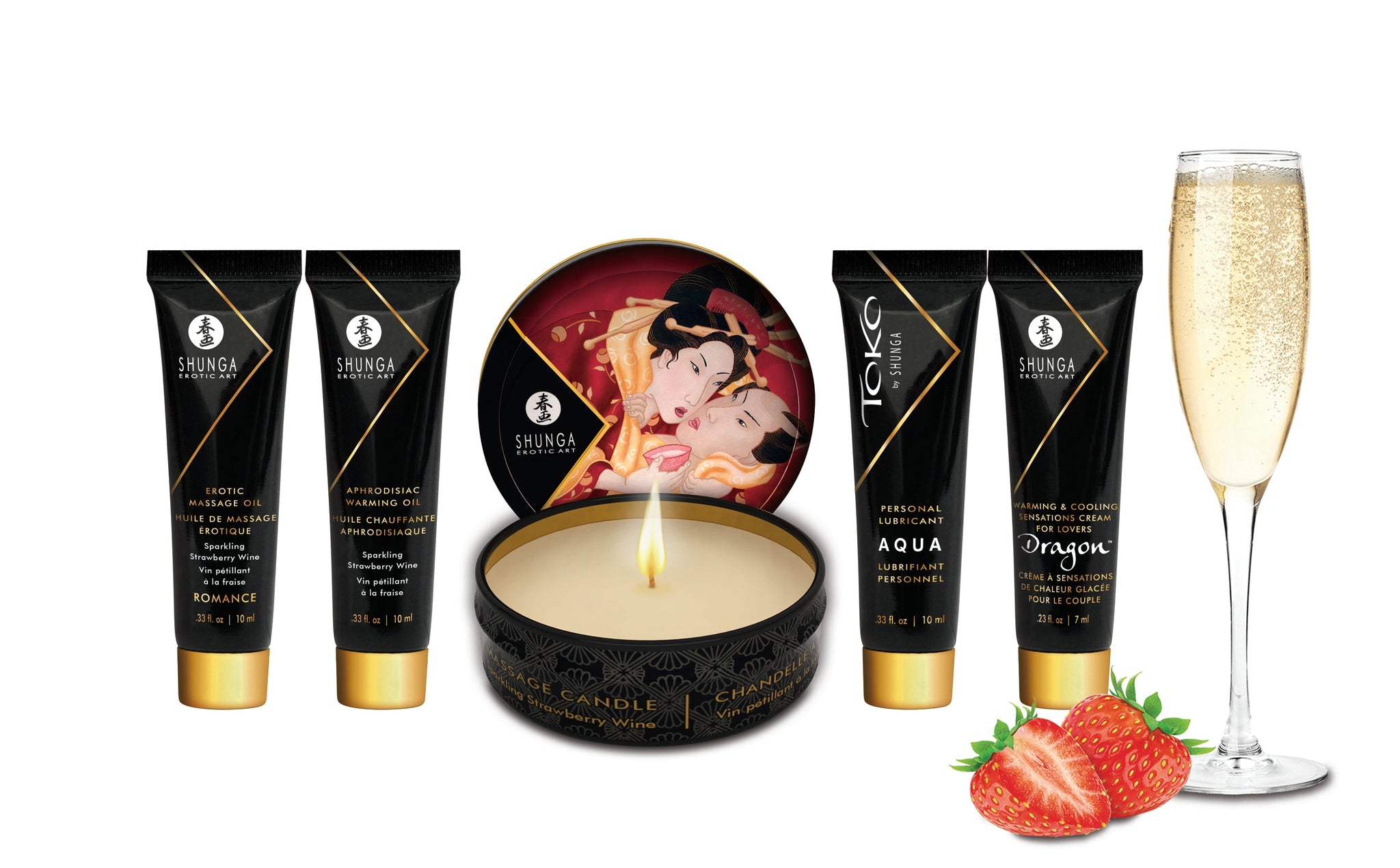 Geisha's Secrets Intimacy Gift Set with Sparkling Strawberry Wine > Essentials > Massage Gift Set - Tophatter Daily Deals
