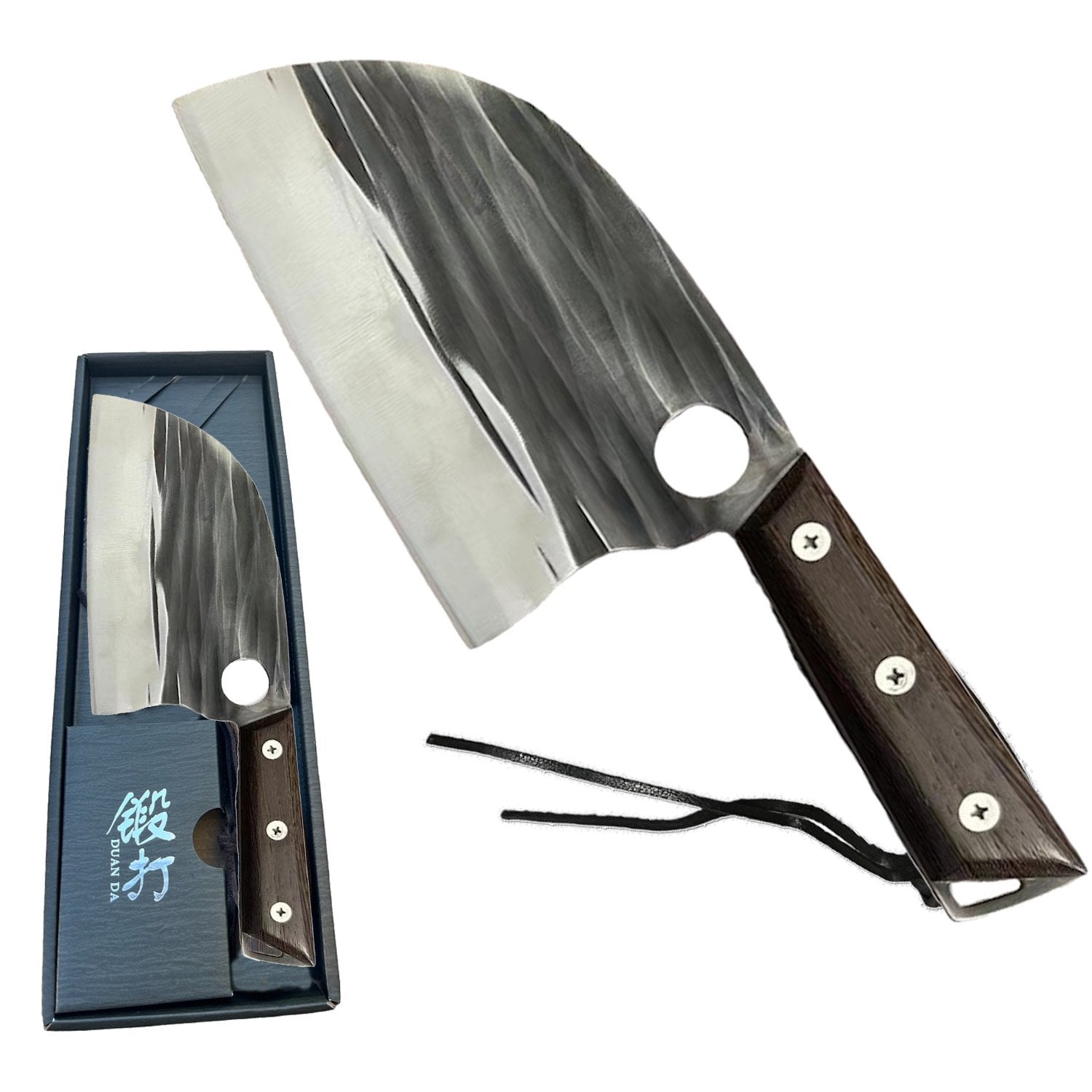 12.5 Inch Butcher Knife Handmade Forged Kitchen Chef Knives Carbon Steel Cleaver - Tophatter's Guns'N'Weapons Store - FREE SHIPPING Collectible Weapons - Tophatter Daily Deals