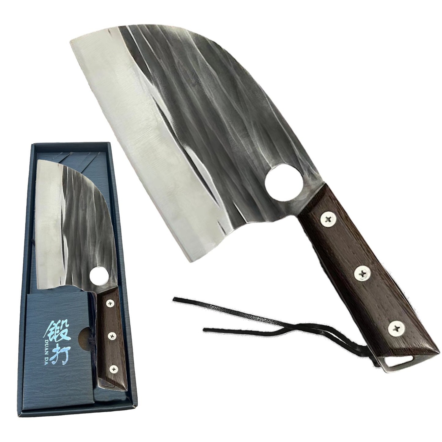 12.5 Inch Butcher Knife Handmade Forged Kitchen Chef Knives Carbon Steel Cleaver - Tophatter's Inc. Weapons Store Online Collectible Weapons - Tophatter Daily Deals