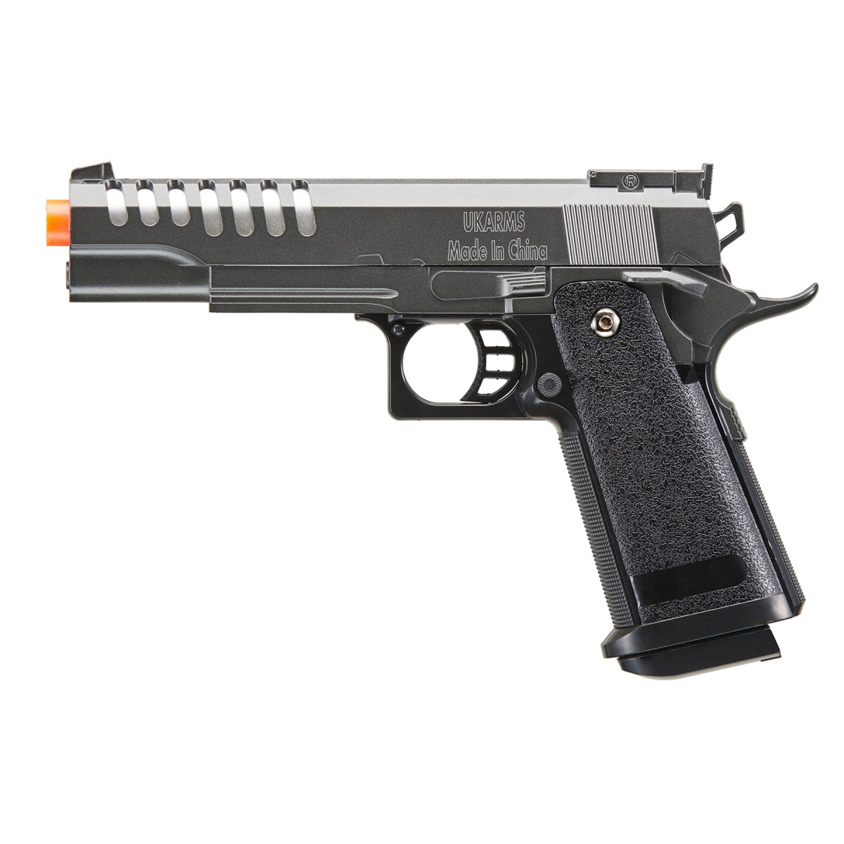 2011 Alloy Series Spring Airsoft Pistol with Wavey Stippling - Silver Gray - Tophatter's Guns'N'Weapons Store - FREE SHIPPING Collectible Weapons - Tophatter Daily Deals
