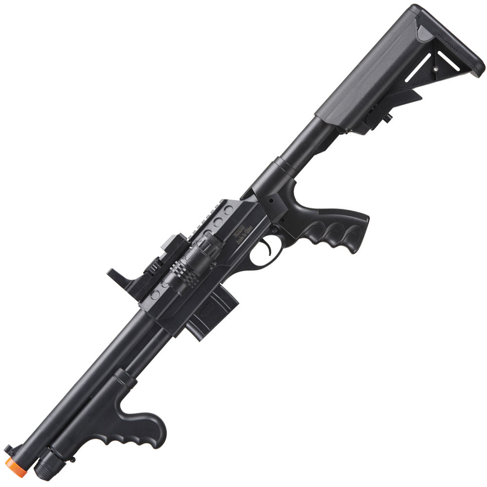 Spring Powered Pump Action M0681D Airsoft Shotgun w/ Red Dot Sight, Flashlight Collectible Weapons - Tophatter Daily Deals