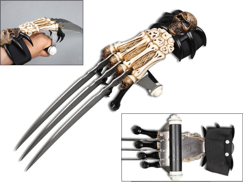 Skull & Bones Gauntlet Style Hand Claws Fantasy Dagger Collectible Weapons - Tophatter Daily Deals