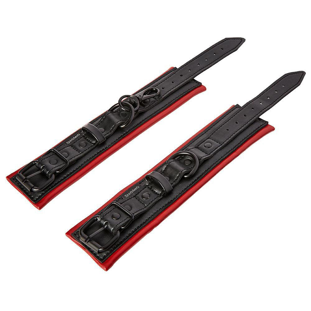 Saffron Vegan Leather Wrist Restraints Red Bondage Cuffs > Clothes > Unisex Leather - Tophatter Daily Deals