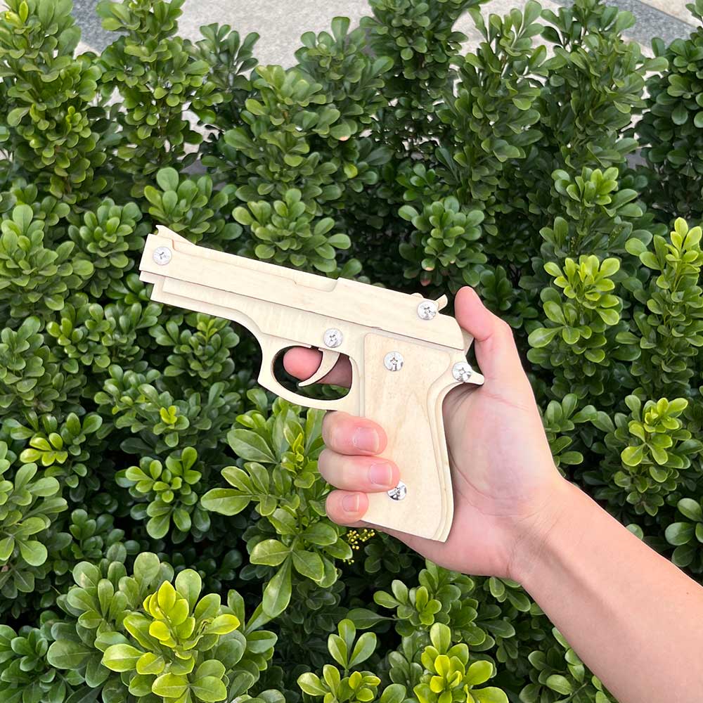 Assembled M92F Wooden Rubber Band Gun - Tophatter Daily Deals