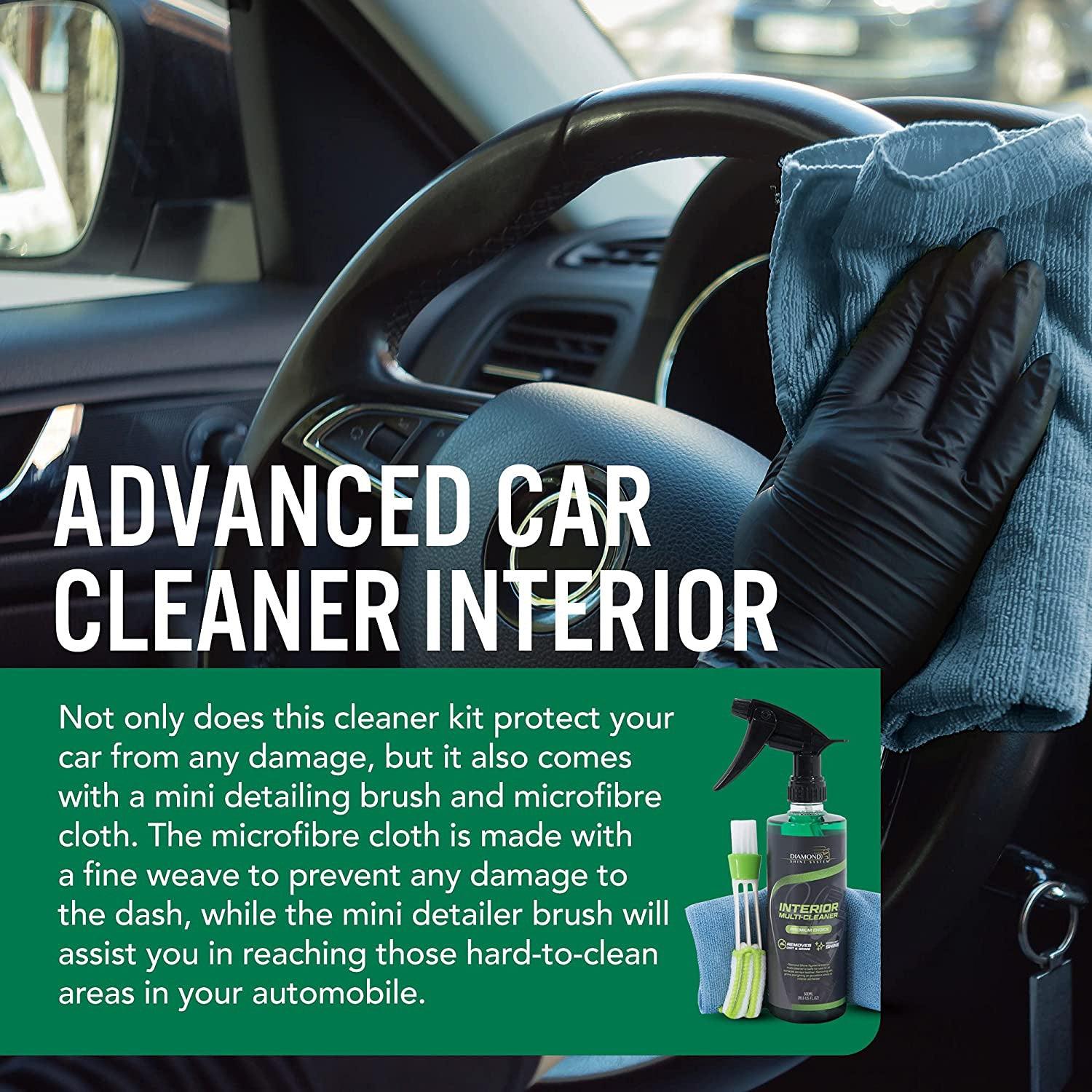 Interior Car Cleaner with Mini Detailer Brush and Microfiber - Car Dashboard Cleaner – Interior Car Cleaning Kit for Upholstery and Dash Car Accessories - Tophatter Daily Deals