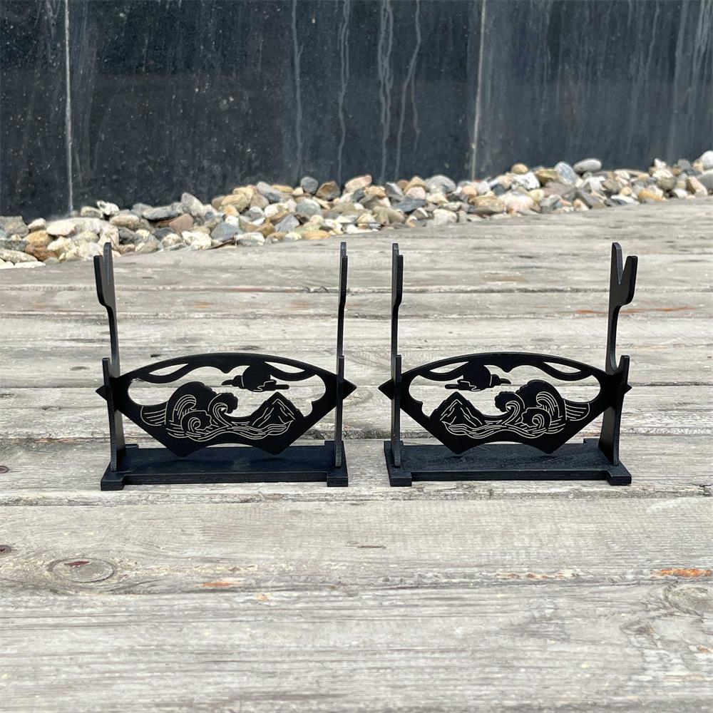 2-Layer Wooden Landscape Pattern Weapon Display Holder - Tophatter Daily Deals