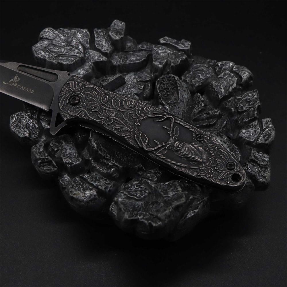 Fantastic Reindeer in the Mirror Folding Knife - Tophatter Daily Deals