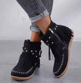 Soft Cozy Women’s Ankle Boots – Fringe, Faux Suede, Daily Black - Tophatter Daily Deals