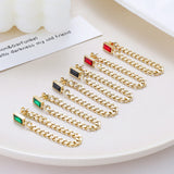 Dangle Chain Earrings with Cubic Zirconia Emerald and Gift Pouch Earrings - Tophatter Daily Deals