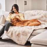 PupProtector™ Waterproof Throw Blanket - White with Brown Accents Pet Supplies - Tophatter Daily Deals
