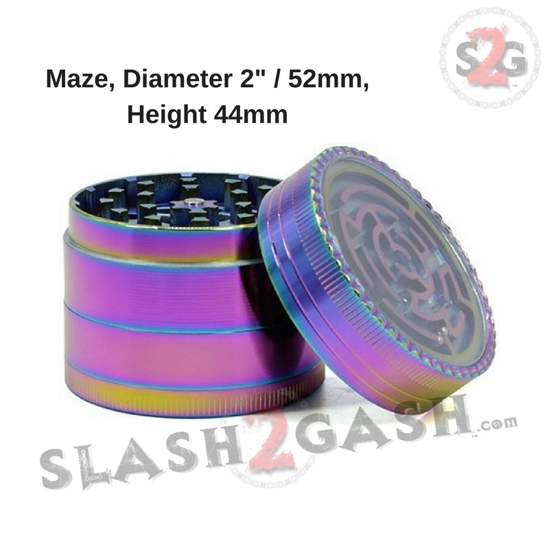 Rainbow Stainless Steel Magnetic Spice Herb Grinder w/ Maze 4 pc - 2.5" 2inch 52mm Smoking Accessories - Tophatter Daily Deals