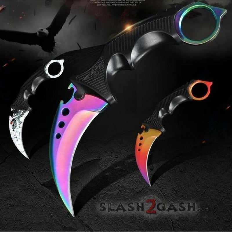 CSGO Wolf Karambit Full TANG Tactical Claw Neck Knife w/ Sheath ELITE ver Knife-Fixed - Tophatter Daily Deals