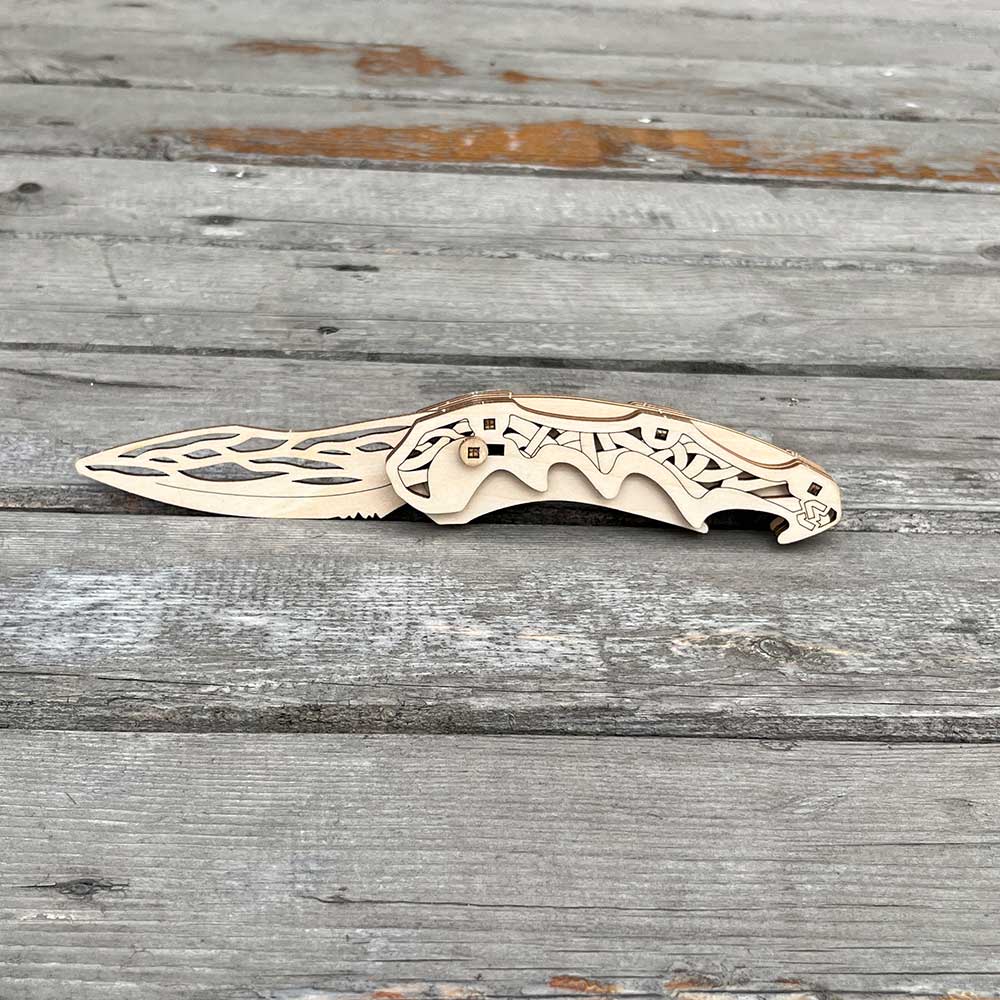 3D Folding Knife Puzzle Wooden Model Kit - Tophatter Daily Deals