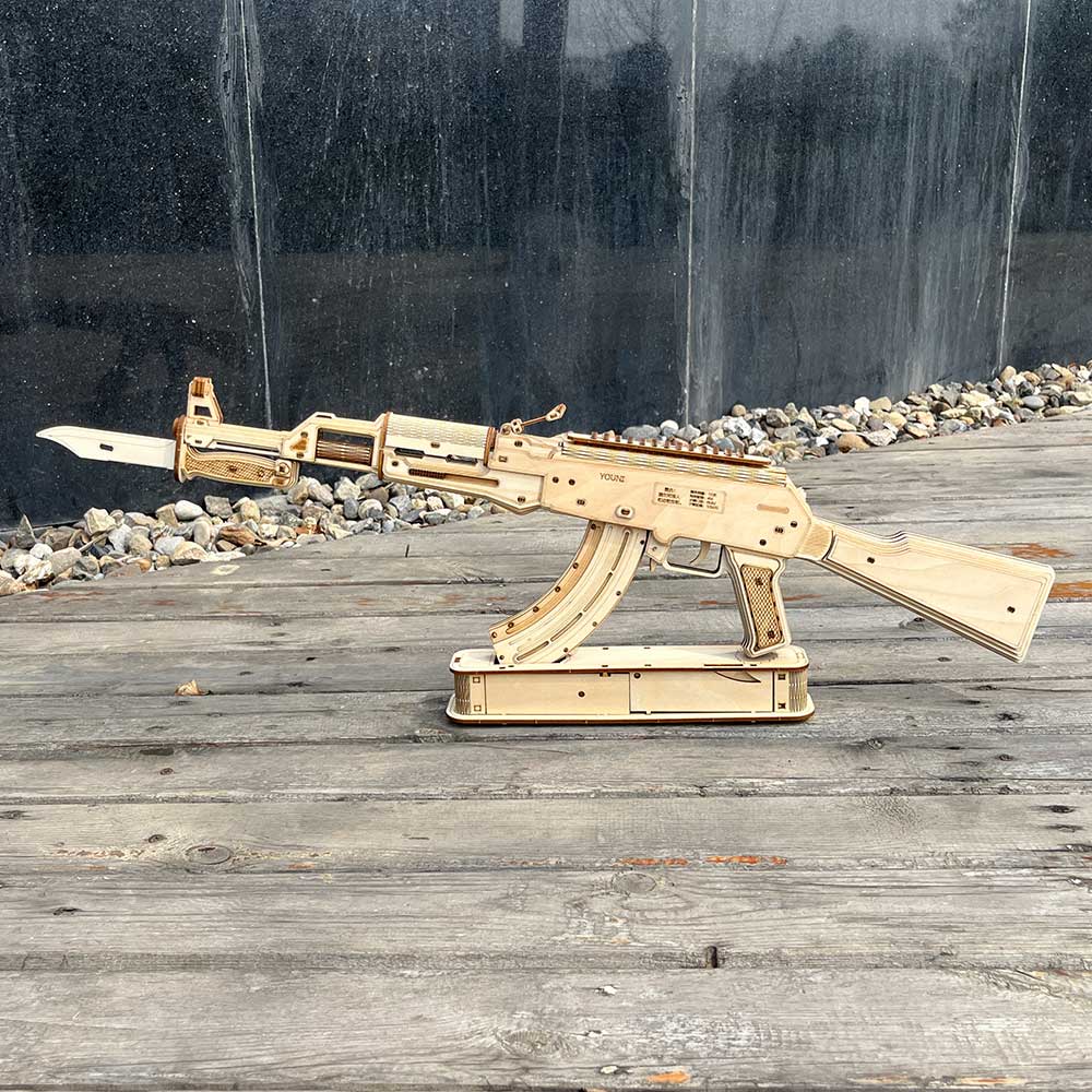AK47 Wooden Rubber Band Replica Gun Model Kit - Tophatter Daily Deals