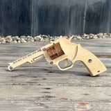 Assembled Revolver Wooden Rubber Band Gun Model Kit - Tophatter Daily Deals