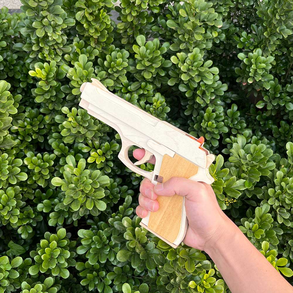 Solid Wooden Rubber Band M92F Pistol With Functional Clip - Tophatter Daily Deals