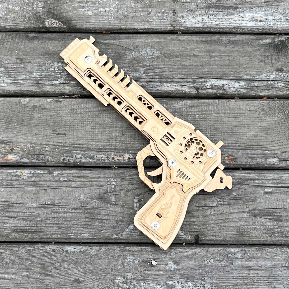 3D Gun Puzzle Wooden Rubber Band Gun Model Kit - Tophatter Daily Deals