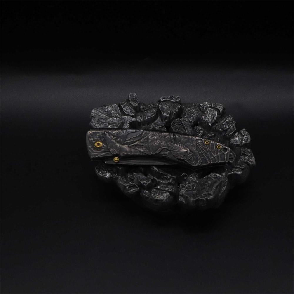 Wolf Head Relief Folding Knife - Tophatter Daily Deals