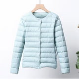 Lightweight Flattering Womens Down Jacket - Short Quilted Blue - Tophatter Daily Deals