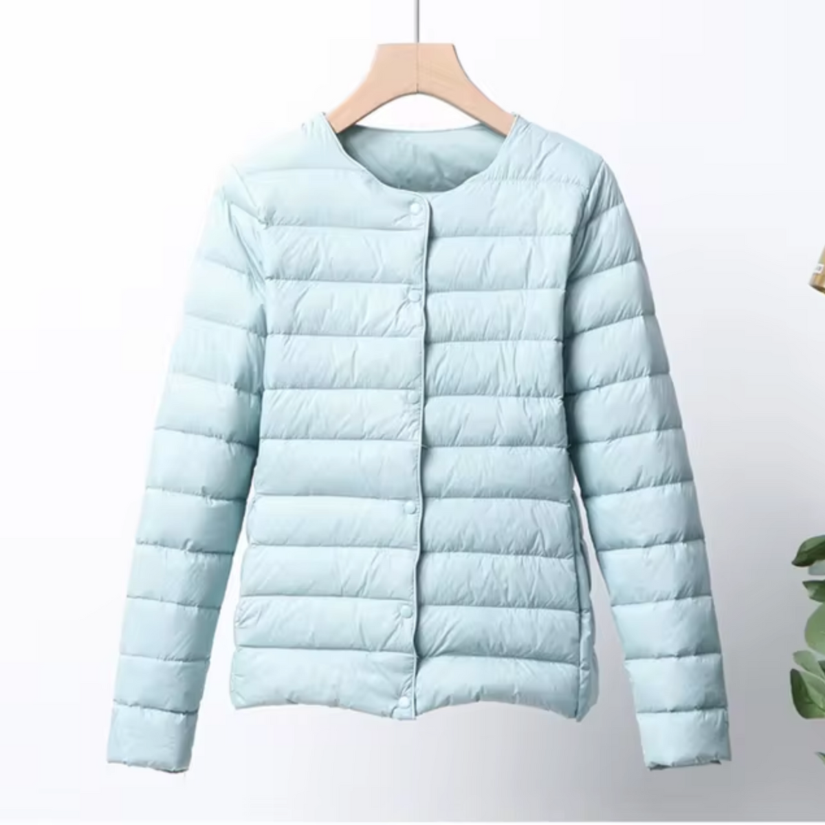 Lightweight Flattering Womens Down Jacket - Short Quilted Blue - Tophatter Daily Deals