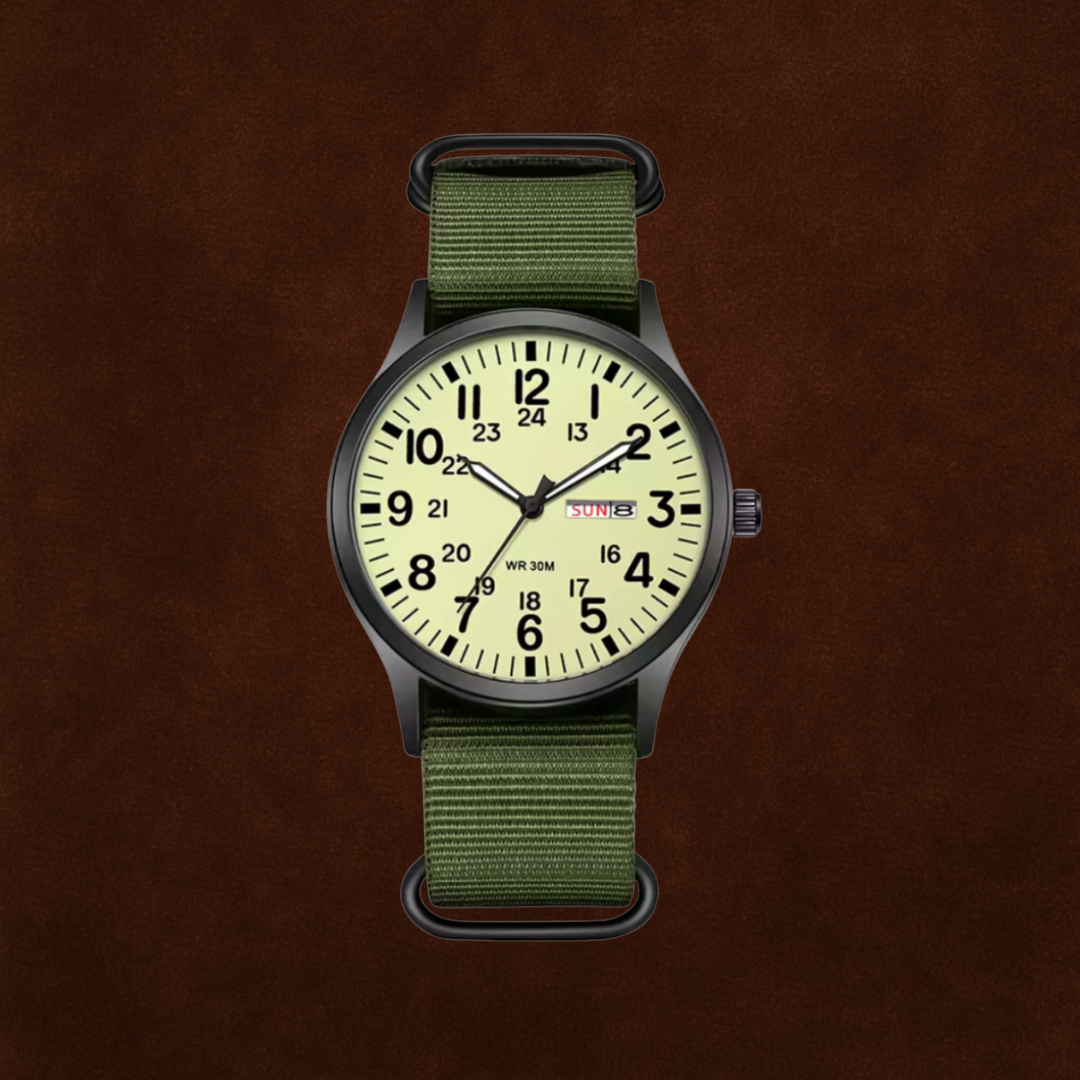 Men’s Everyday & Outdoor Watch – Rugged Waterproof Design, Stainless Steel Case – Green Black Green Fluorescent Men's wristwatches - Tophatter Daily Deals