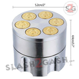 Revolver Bullet Herb Grinder Tobacco Mill - 3 Parts 2 Sizes Large 2" - Silver (v1) Big Bullets Smoking Accessories - Tophatter Daily Deals