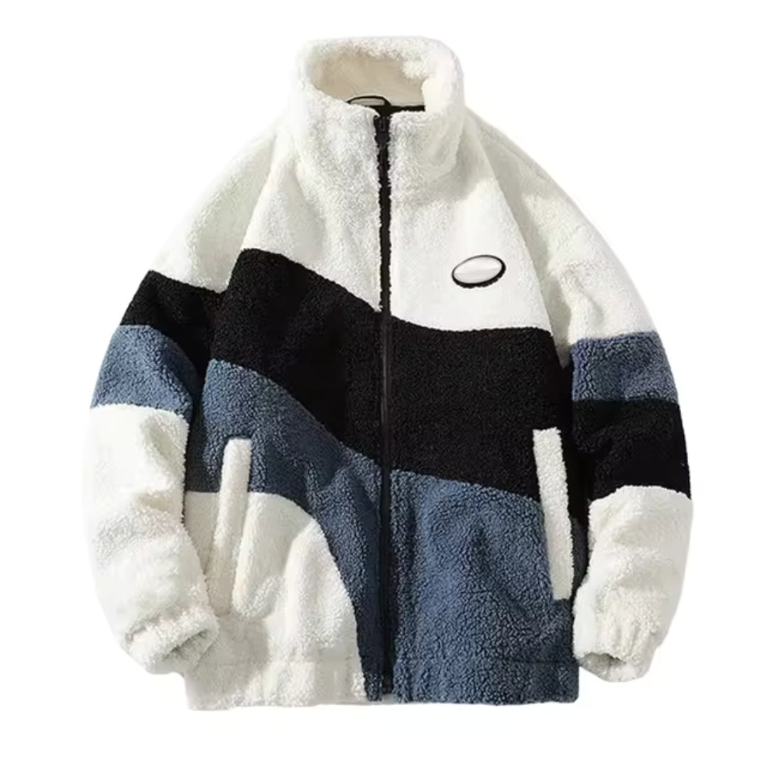 Warm Relaxed Men’s Jacket - Bomber, Sherpa Fleece, Winter White - Tophatter Daily Deals