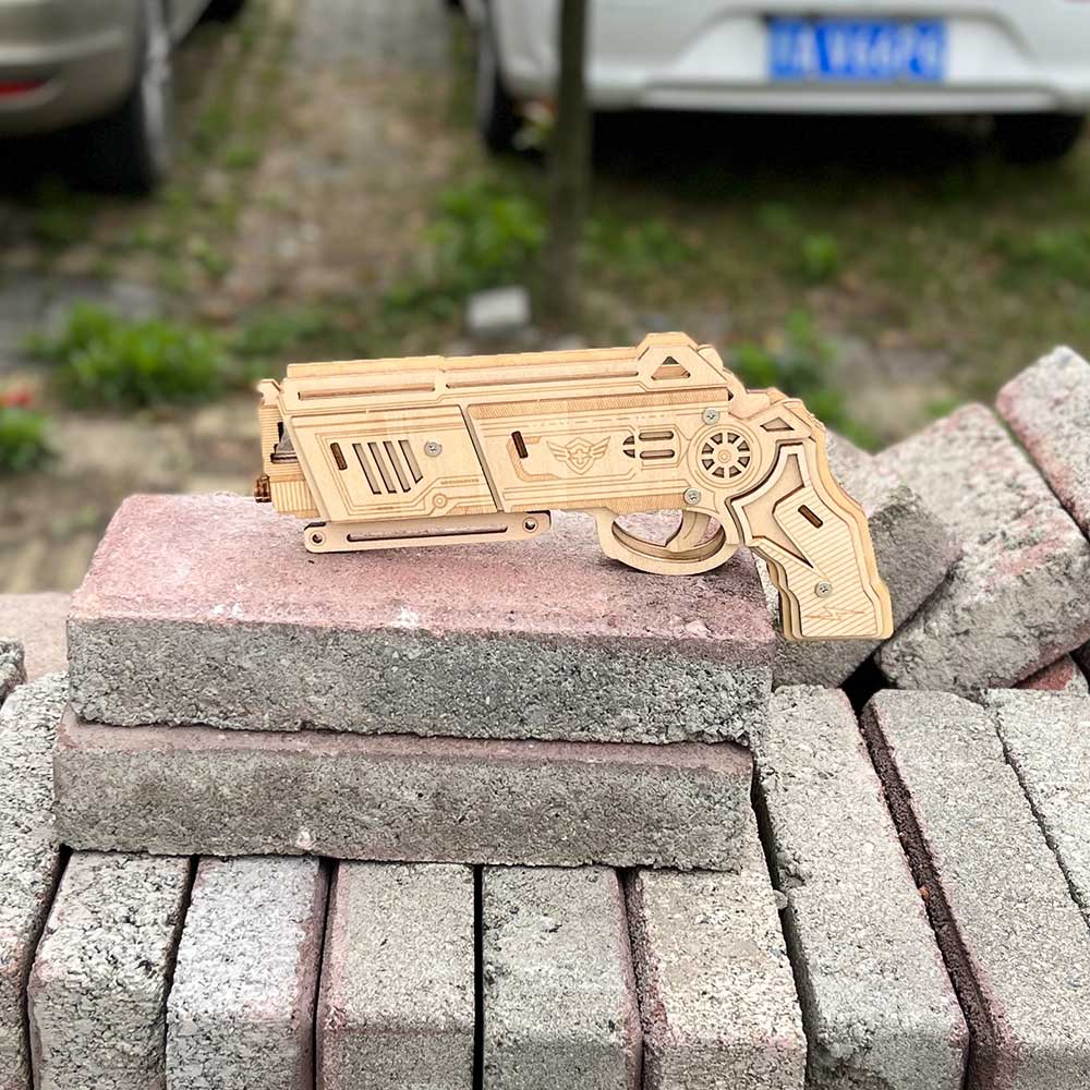 3D Wooden Rubber Band Gun Model Kit - Tophatter Daily Deals