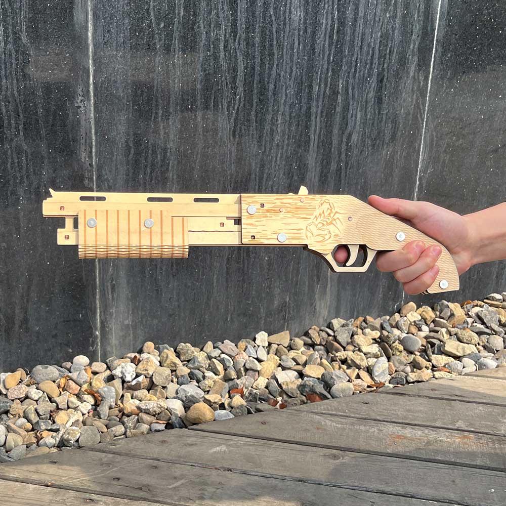 Wooden Mossberg Shotgun Rubber Band Gun Model Kit - Tophatter Daily Deals