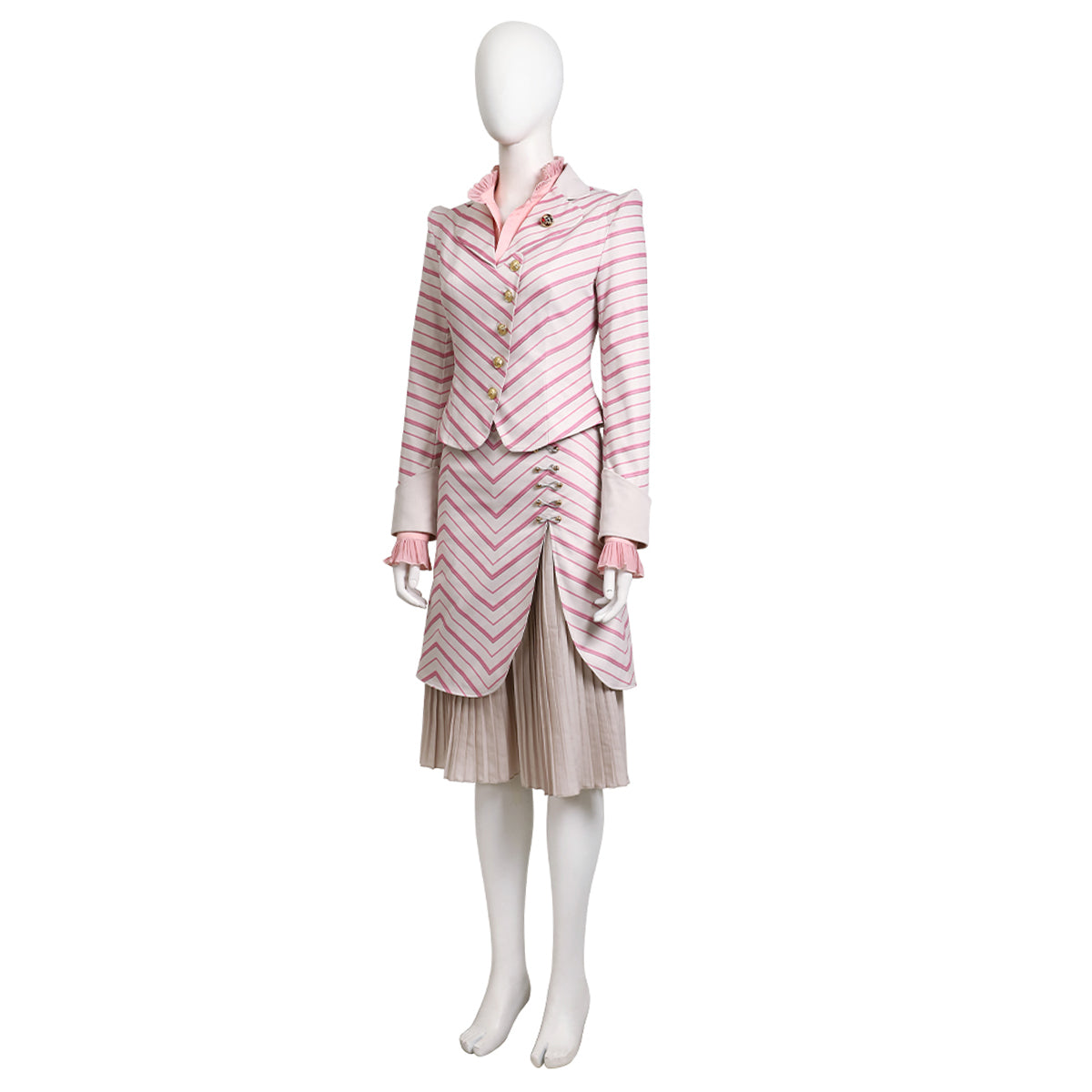 Wicked (2024) Glinda Pinstripe Suit Cosplay Costume Costume - Tophatter Daily Deals