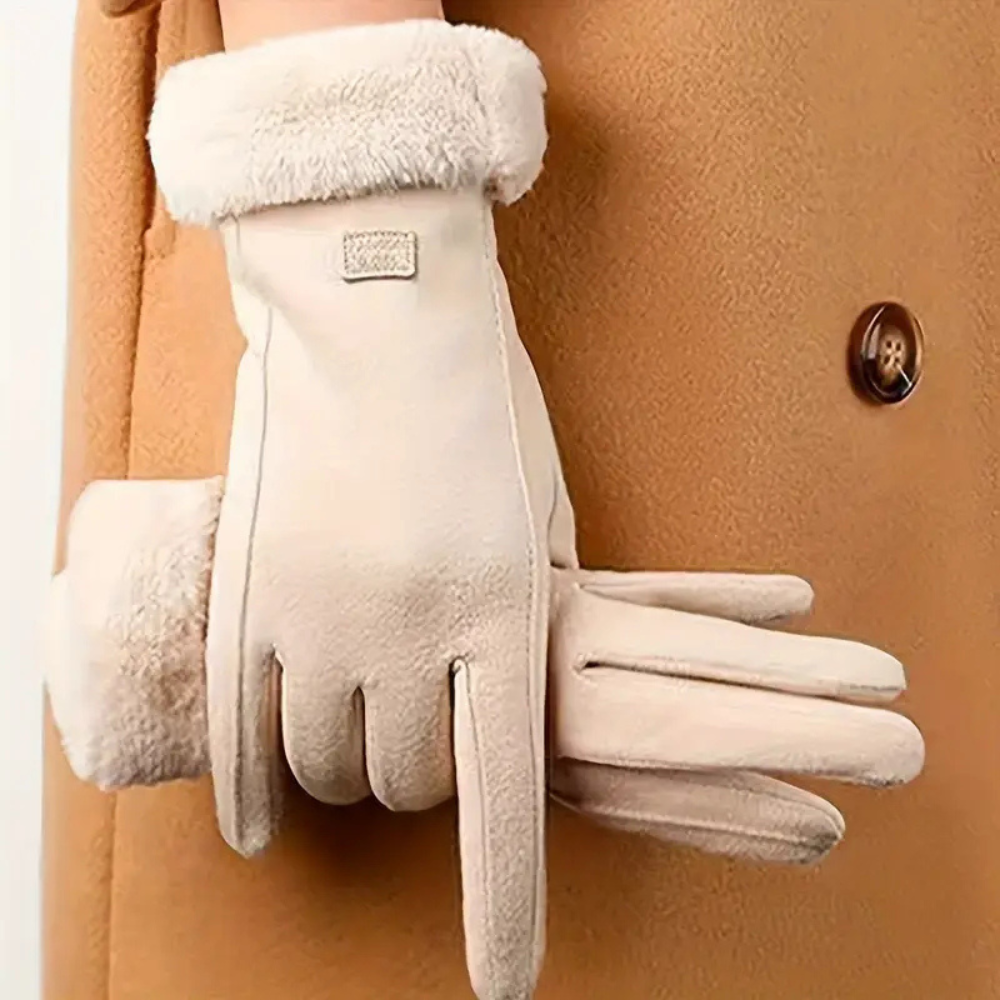 Windproof Women’s Plush Gloves - Slim Tailored, Suede - Tophatter Daily Deals