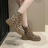 Supportive Women's Ankle Boots - Lace Up Sole, Leopard Brown & Beige - Tophatter Daily Deals