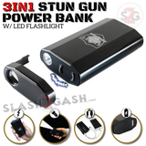 3-In-1 Stun Gun Power Bank Phone Charger w/ LED Flashlight 28M Volts SD-StunGun - Tophatter Daily Deals