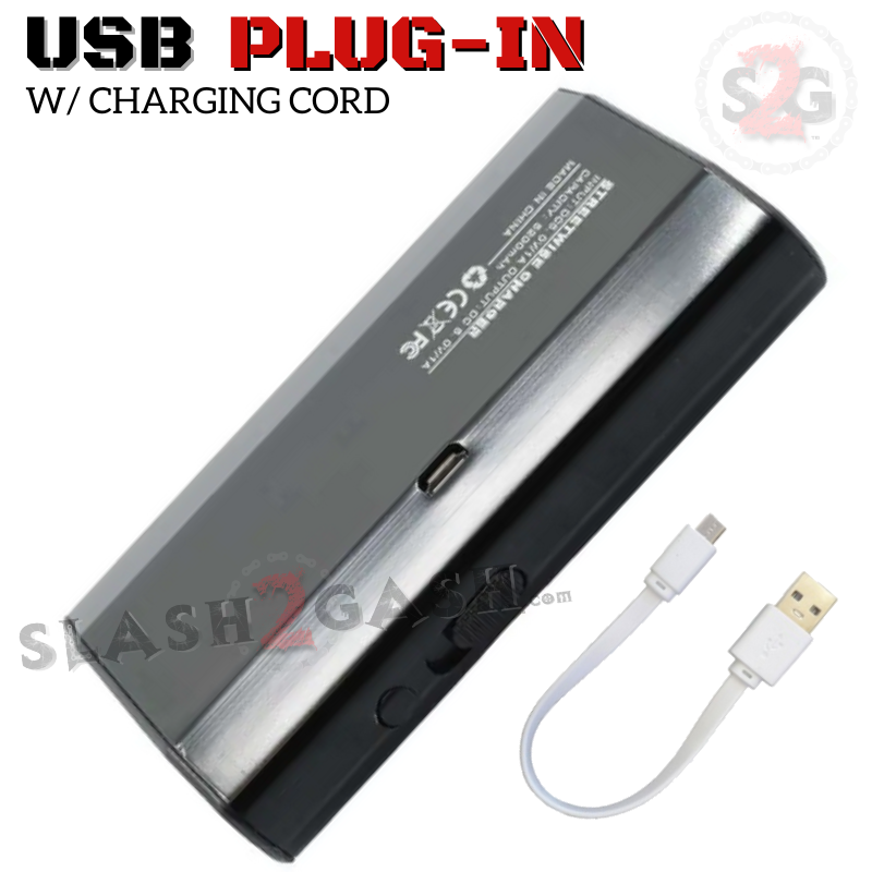 3-In-1 Stun Gun Power Bank Phone Charger w/ LED Flashlight 28M Volts SD-StunGun - Tophatter Daily Deals