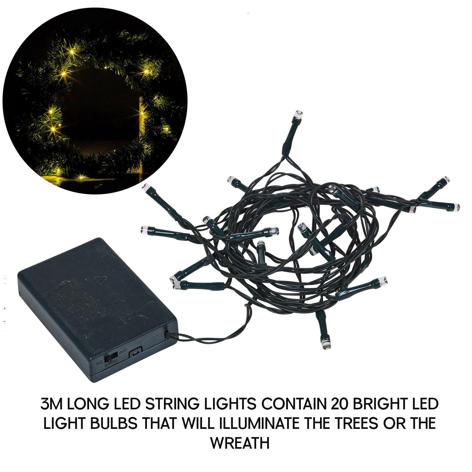 Xmas Tree Decorations Set- 3 Pcs Christmas Trees Wreath And LED Light Up Bulb Set Christmas - Tophatter Daily Deals