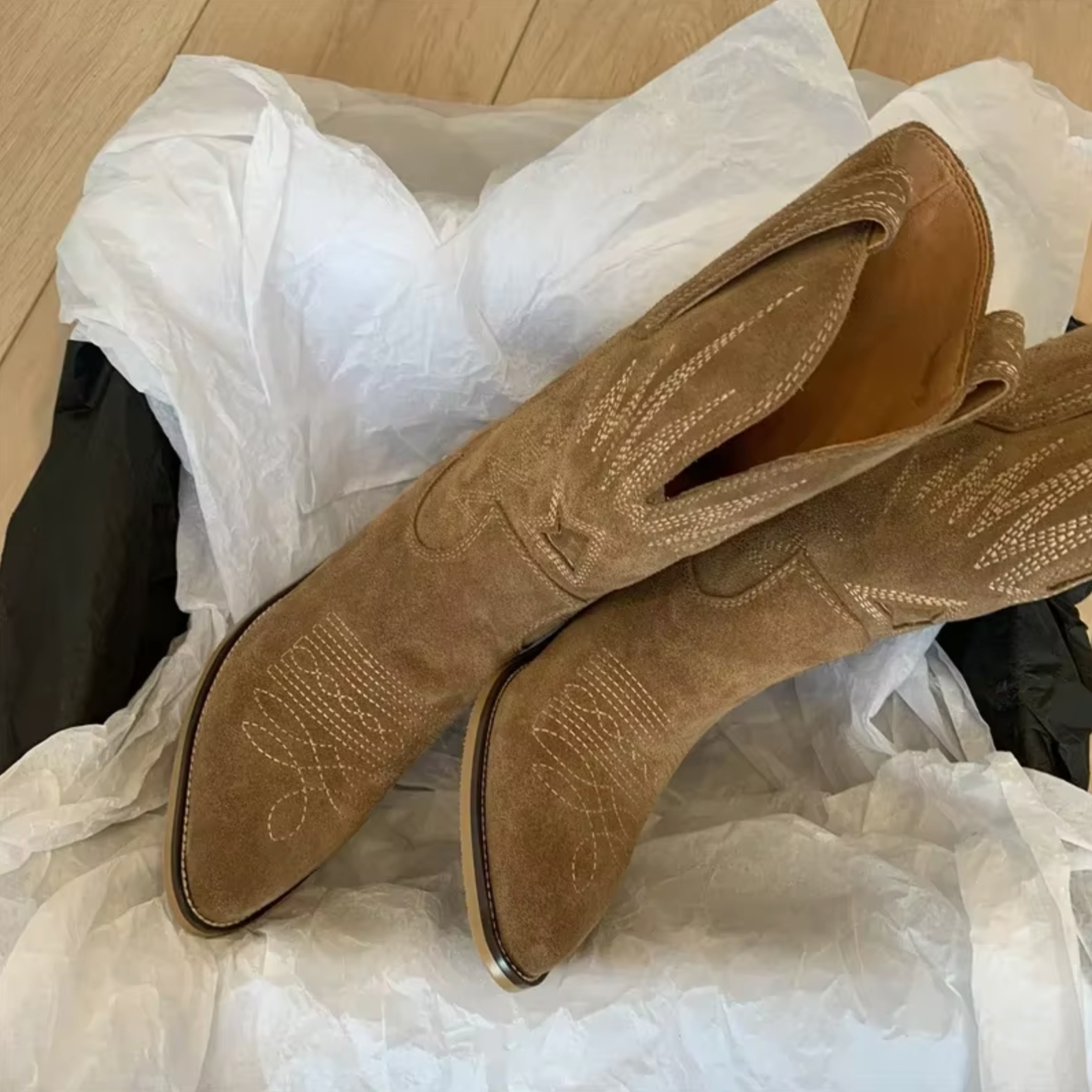 Supportive Women’s Cowboy Boots - Mid Calf, Suede, Everyday - Tophatter Daily Deals