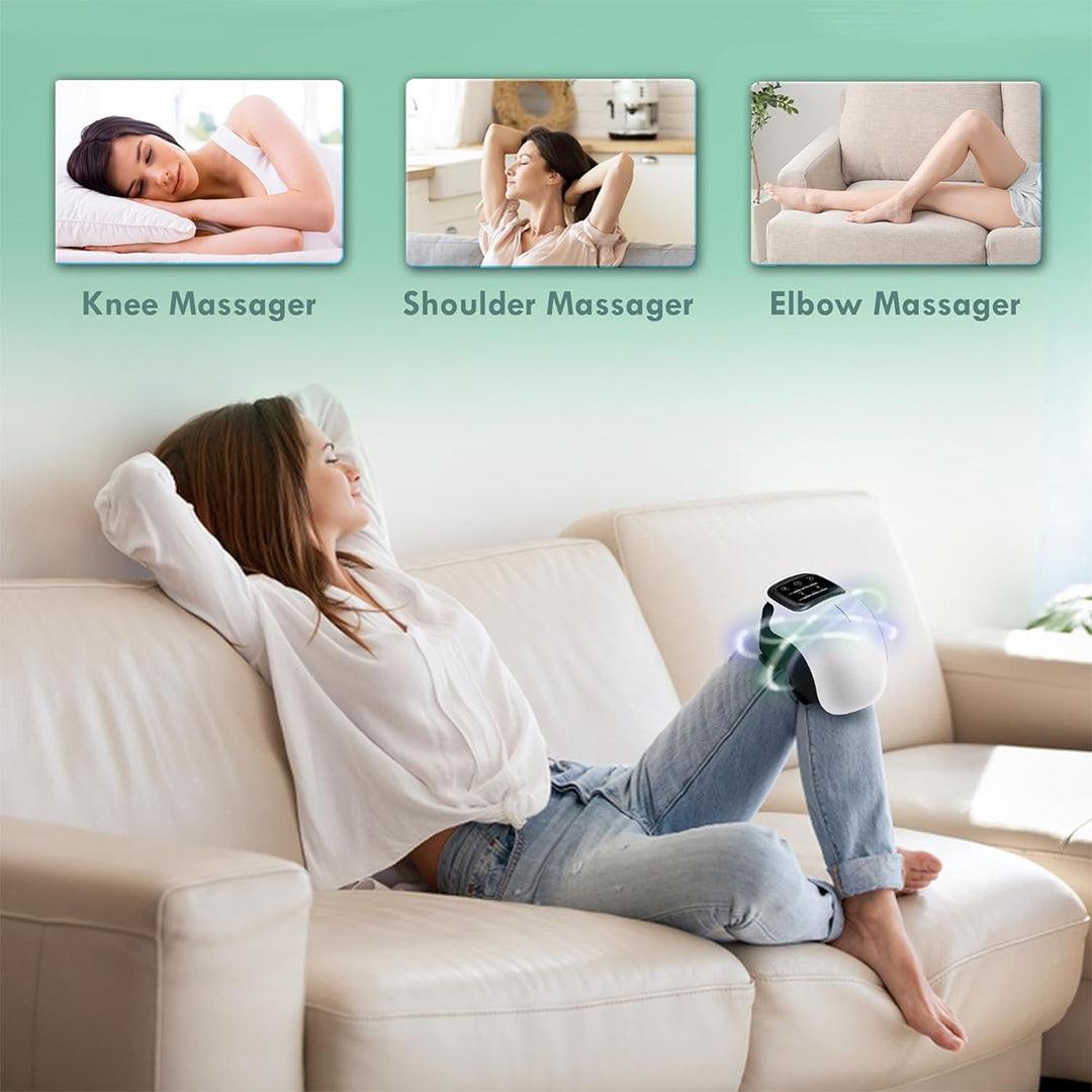 Knee Massager Machine - Electric Knee Massager Pain Relief Red Light Hot Vibration Massage Health & Beauty - Tophatter Daily Deals