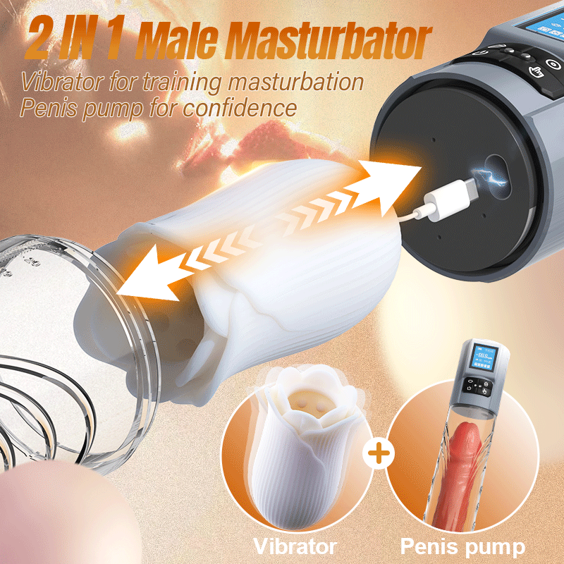 Acmejoy - Robert 2 IN 1 Powerful Vibrating Masturbator Penis Pump with Manual Mode Penis Pumps - Tophatter Daily Deals