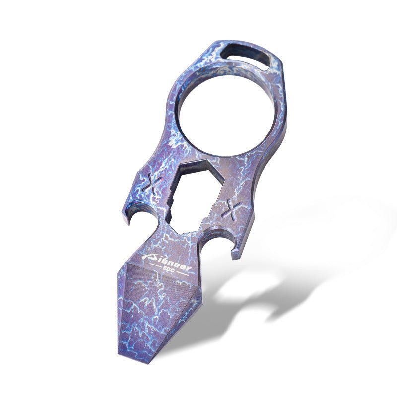 2023 NEW Titanium EDC Self Defense Keychain Multi Tool Blue Oxidized EDC Gadgets - Tophatter Daily Deals