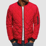 Lightweight Men's Quilted Jacket - Bomber, Ribbed Collar Red - Tophatter Daily Deals