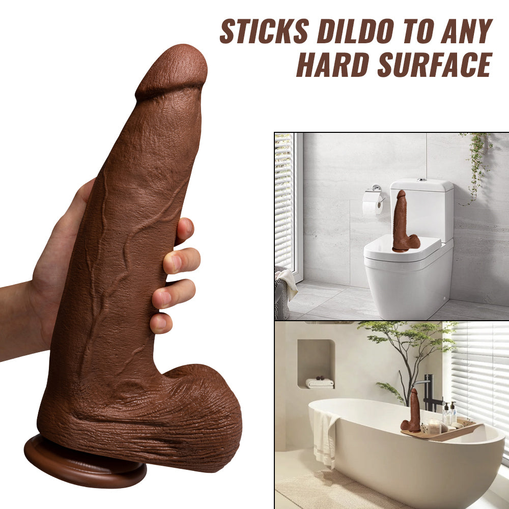 Acmejoy - Silicone Adult Sex Toys Long Brown Dildo with Suction Cup for Hands-Free Play 13.39 in Dildos - Tophatter Daily Deals