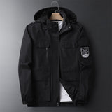 Waterproof Men's Rain Jacket - Hooded Colorblock, Packable - Tophatter Daily Deals