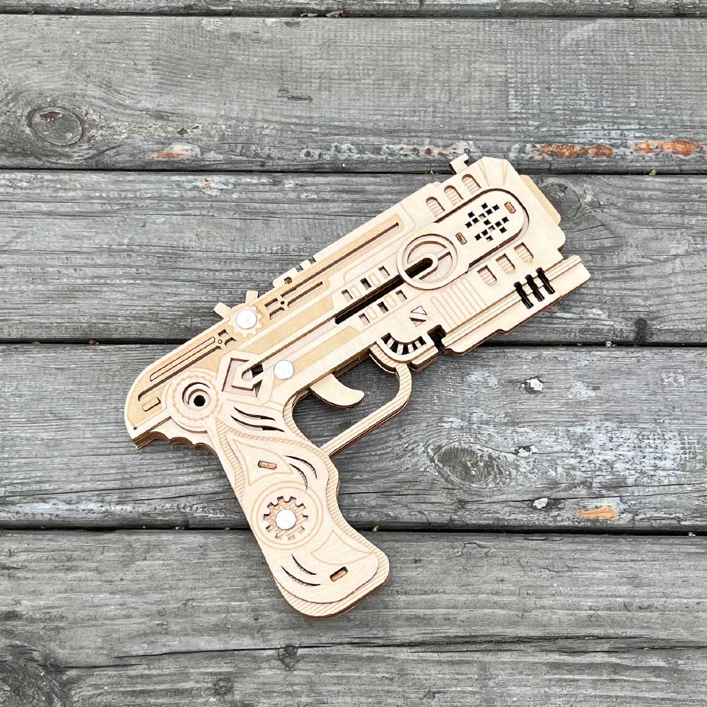 3D Wooden Kit Training Dragon Rubber Band Pistol Model Kit - Tophatter Daily Deals