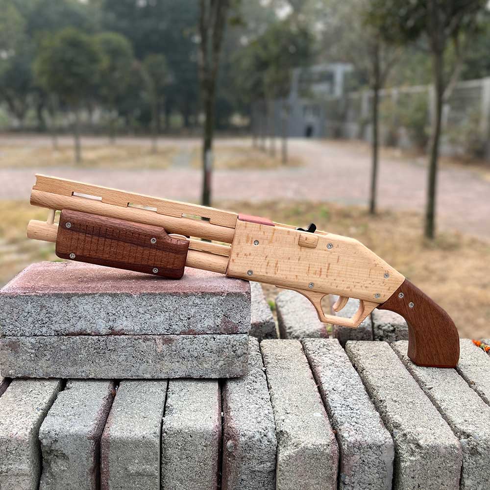 Assembled M37 Shotgun Rubber Band Wooden Replica Gun - Tophatter Daily Deals