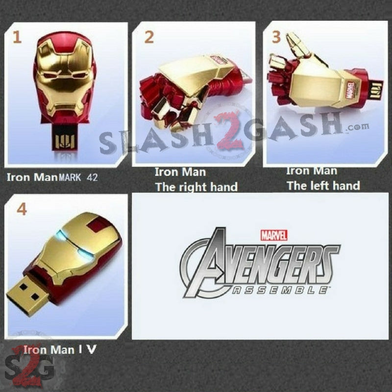 Iron Man USB Flash Drive 2.0 w/ LED Light-up Eyes 16gb Memory Stick USB Flash Drive - Tophatter Daily Deals
