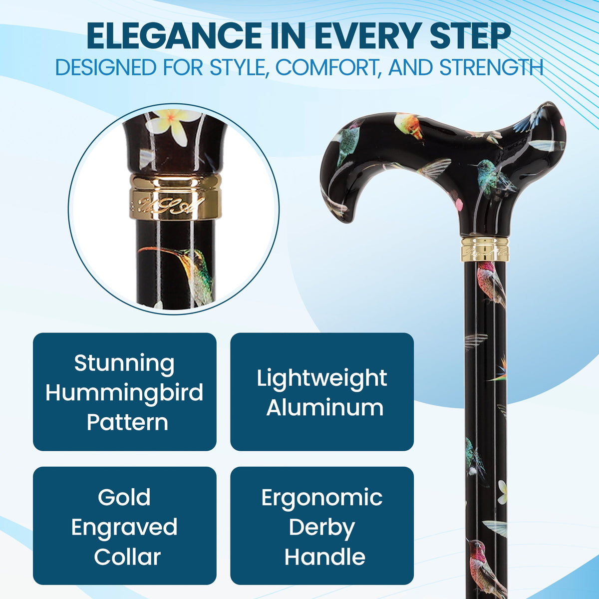 HD Pattern Designer Cane - Matching Handle & Shaft - Durable Adjustable Aluminum - Tophatter Daily Deals